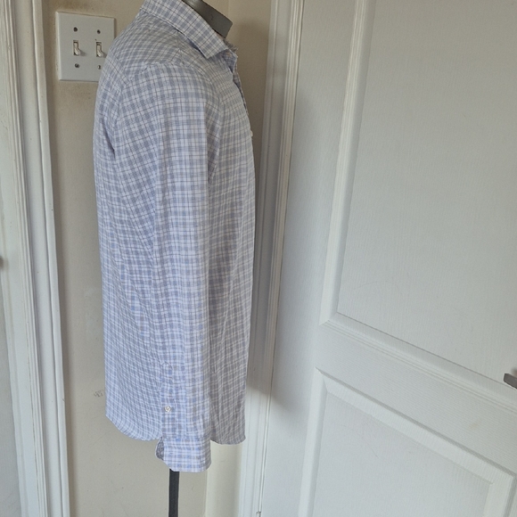 Perry Ellis Light Blue Plaid Button Down Shirt - Picture 6 of 16